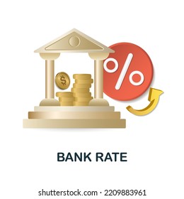 Bank Rate icon. 3d illustration from economic collection. Creative Bank Rate 3d icon for web design, templates, infographics and more
