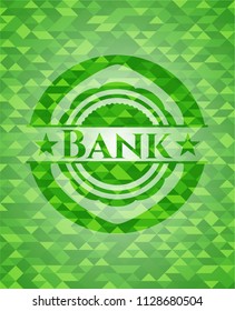 Bank realistic green emblem. Mosaic background