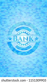 Bank realistic sky blue emblem. Mosaic background