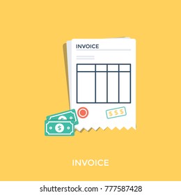 A bank receipt with money illustration of invoice