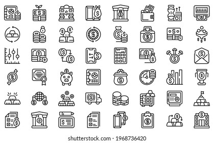 Bank reserves icons set. Outline set of bank reserves vector icons for web design isolated on white background