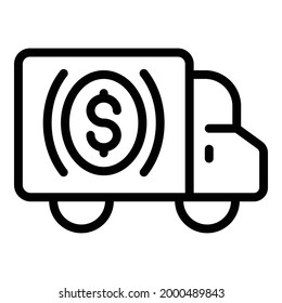 Bank reserves truck icon. Outline Bank reserves truck vector icon for web design isolated on white background