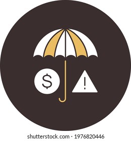 Bank, risk, danger, umbrella icon vector image. Can also be used for banking and finance. Suitable for use on web apps, mobile apps and print media.