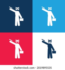 Bank Robbery blue and red four color minimal icon set