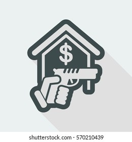 Bank robbery - Conceptual long shadow flat icon