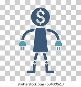 Bank Robot icon. Vector illustration style is flat iconic bicolor symbol, cyan and blue colors, transparent background. Designed for web and software interfaces.