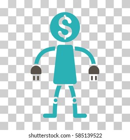 Bank Robot icon. Vector illustration style is flat iconic bicolor symbol, grey and cyan colors, transparent background. Designed for web and software interfaces.
