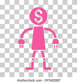 Bank Robot icon. Vector illustration style is flat iconic symbol, pink color, transparent background. Designed for web and software interfaces.