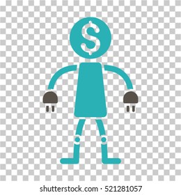 Bank Robot icon. Vector pictogram style is a flat symbol, color, chess transparent background. Designed for software and web interface toolbars and menus.