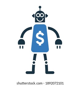 Icono de la máquina robot de banco. Vector de glifo aislado en un fondo blanco.