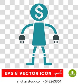 Bank Robot vector icon. Image style is a flat soft blue pictograph symbol.