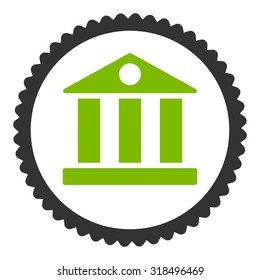 Bank round stamp icon. This flat vector symbol is drawn with eco green and gray colors on a white background.