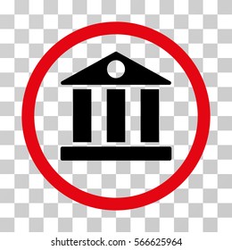 Bank rounded icon. Vector illustration style is flat iconic bicolor symbol inside a circle, intensive red and black colors, transparent background. Designed for web and software interfaces.