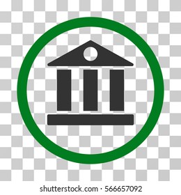 Bank rounded icon. Vector illustration style is flat iconic bicolor symbol inside a circle, green and gray colors, transparent background. Designed for web and software interfaces.