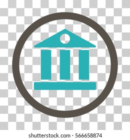 Bank rounded icon. Vector illustration style is flat iconic bicolor symbol inside a circle, grey and cyan colors, transparent background. Designed for web and software interfaces.