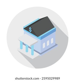 Bank rounded isometric 3d, mini illustration icon, use for modern concept, UI or UX kit, web and app development. related to business, finance, economy..