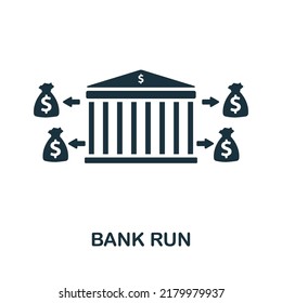 Bank Run icon. Monochrome simple line Economic Crisis icon for templates, web design and infographics