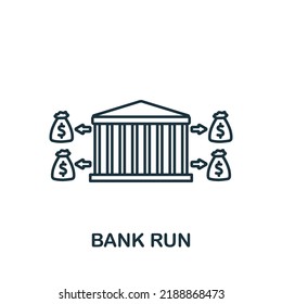 Bank Run icon. Monochrome simple line Economic Crisis icon for templates, web design and infographics