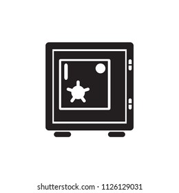 Bank safe box icon. Safe lock vector icon. Money safe flat sign design.