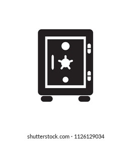 Bank safe box icon. Safe lock vector icon. Money safe flat sign design.
