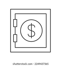 Bank safe, deposit box  vector icon. Line sign for mobile concept and web design. Symbol, logo illustration. Vector graphics