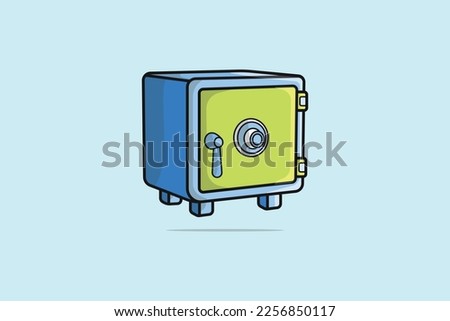 Bank Safe Deposit Closed Box vector illustration. Business finance object icon concept. Safe deposit concept, financial security business vault box vector design with shadow on light blue background.