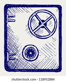 Bank safe. Doodle style