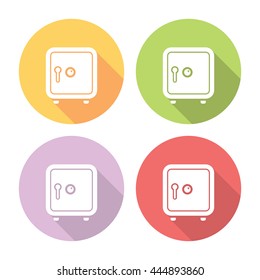Bank Safe Flat Style Design Icon Set