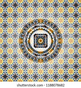 bank safe icon inside arabesque badge. arabic decoration.