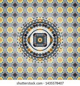 bank safe icon inside arabesque emblem background. arabic decoration.