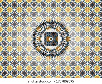 icono de caja fuerte dentro de la insignia de estilo árabe. decoración árabe. 