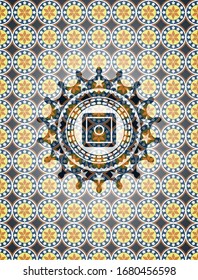 icono de caja fuerte dentro de la placa árabe. Decoración árabe.
