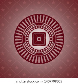 bank safe icon inside badge with red background