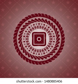 bank safe icon inside badge with red background