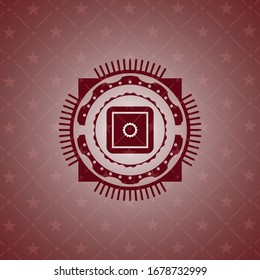 bank safe icon inside badge with red background