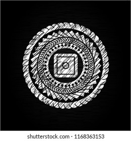 bank safe icon inside chalk emblem