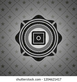 bank safe icon inside dark badge or emblem