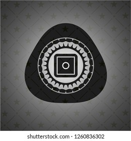 bank safe icon inside dark badge or emblem