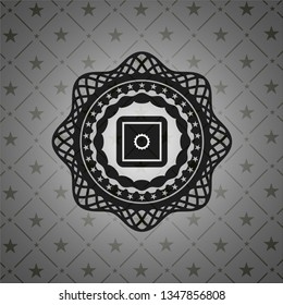bank safe icon inside dark badge or emblem
