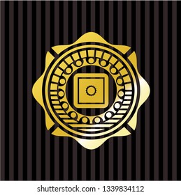 bank safe icon inside gold emblem or badge