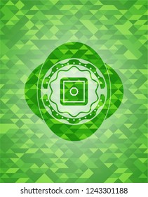 bank safe icon inside green mosaic emblem