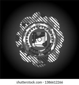 bank safe icon inside grey camo texture