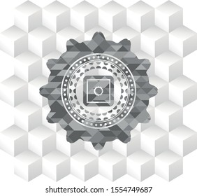 bank safe icon inside grey emblem with cube white background