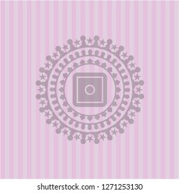 bank safe icon inside pink emblem. Retro