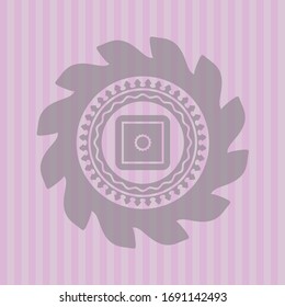 bank safe icon inside pink emblem. Retro