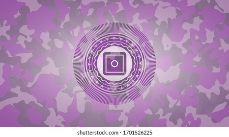 bank safe icon inside pink camo emblem