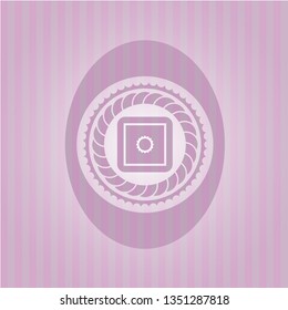 bank safe icon inside realistic pink emblem