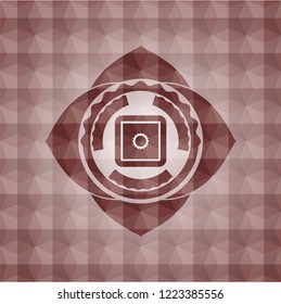 bank safe icon inside red geometric emblem. Seamless.