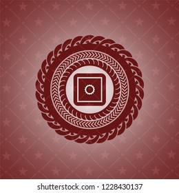 bank safe icon inside red emblem
