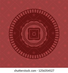 bank safe icon inside red icon or emblem